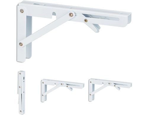 relaxdays Regalträger klappbar 4er Set Weiss, Stahl
