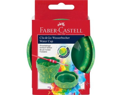 Faber-Castell Wasserbecher clic&go zusammenfaltbar, grün marble