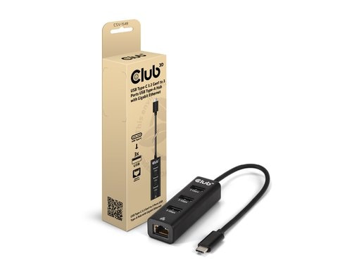 Club 3D, Hub Type-C Hub aud 3Port Type-A Ausgang:3x Type-A, Kabellänge 18cm