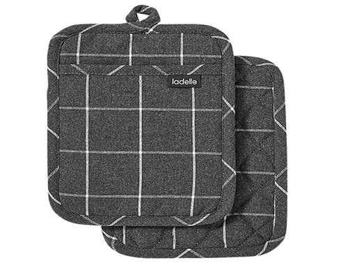 LADELLE Topflappen Eco Check charcoal 21x21 cm 2 Stk.