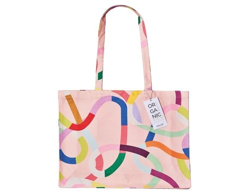 ChicMic Cotton Tasche - Colorful waves 48x14x42cm, 100% Bio Baumwolle