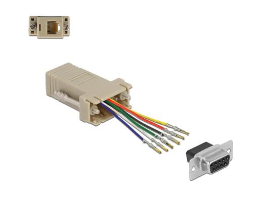 Delock Adapter D-Sub 9-Pin, Montagesatz 9-Pin Buchse zu RJ12 6P/6C Buchse