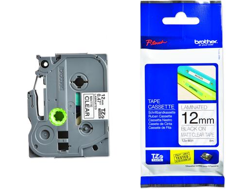 Brother P-Touch Schriftb, lamin. transparent,Schrift schwarz,12 mm