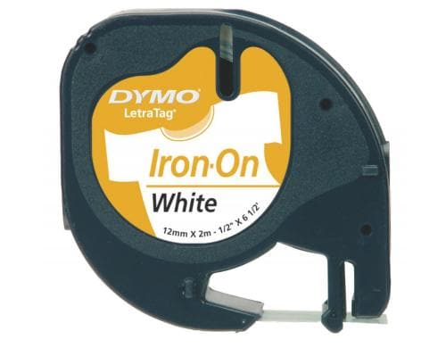 Dymo LetraTag Beschriftungsband Aufbügelbar, weiss, 12mm x 2m