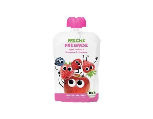 Freche Freunde Quetschmus Apfel,Erdbeere,Kirsche,Blau-/Himbeere 100g