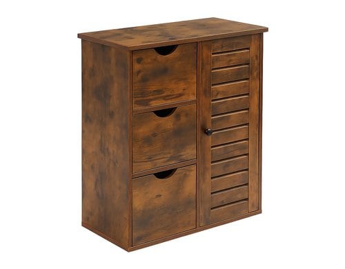 relaxdays Badezimmerschrank mit 3 Schubl. MDF, China, Braun