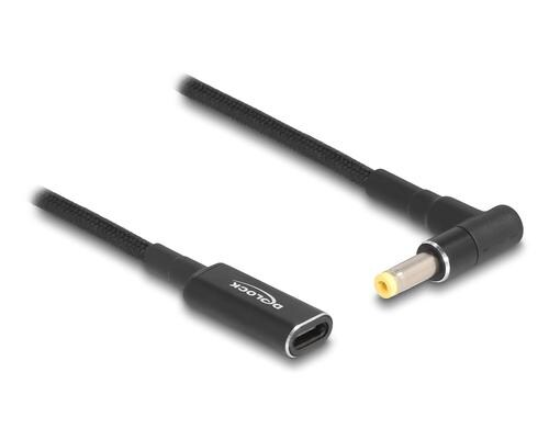 Delock Ladekabel USB-C zu HP 4,8x1.7mm Buchse zu Stecker, 90° gewinkelt, 15cm