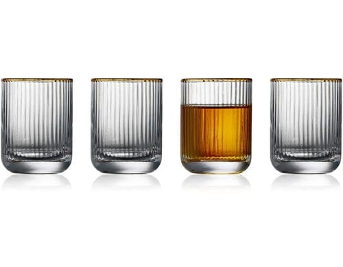 Lyngby Schnapsgla Palermo Gold,6cl, 4er Set Glas mit Goldrand, 6x4 cm (DxH)