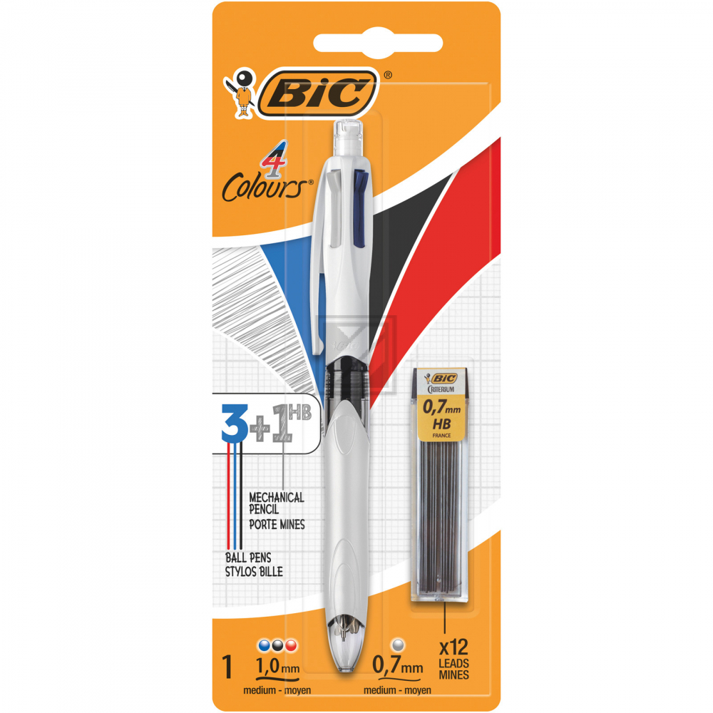 Bic 4 Colours Kugelschreiber/Bleistift rot, blau, schwarz, 0.7 mm Bleistift