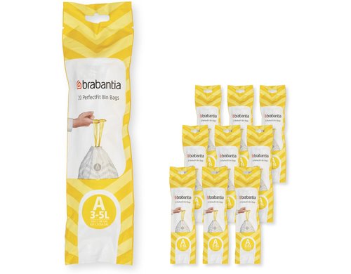 Brabantia Kehrichtsack Perfectfit A 3L, 200 Stück, Multipack à 10 Rollen