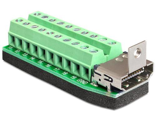Delock Terminalblock HDMI Buchse 20 Pin, Pitch 3.81, mit Pad