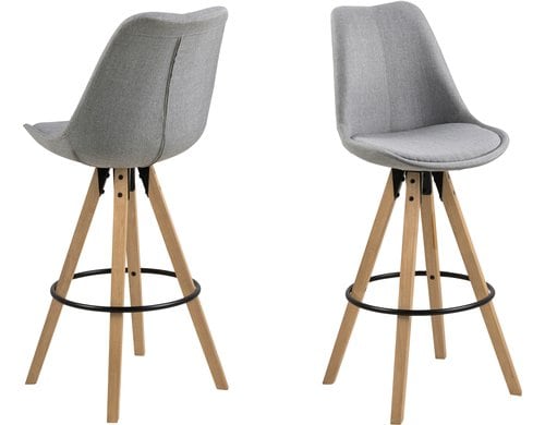 AC Design Barstuhl Dima 2 Stück Gummibaum/Stahl, 2 Stück, Grau