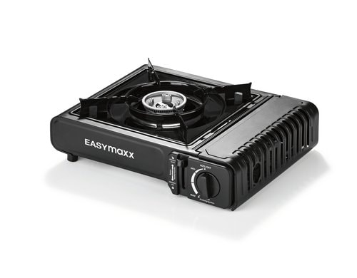 EASYmaxx Gaskocher tragbar schwarz Exkl. Gaskartusche, Inkl. Koffer, Piezozün.