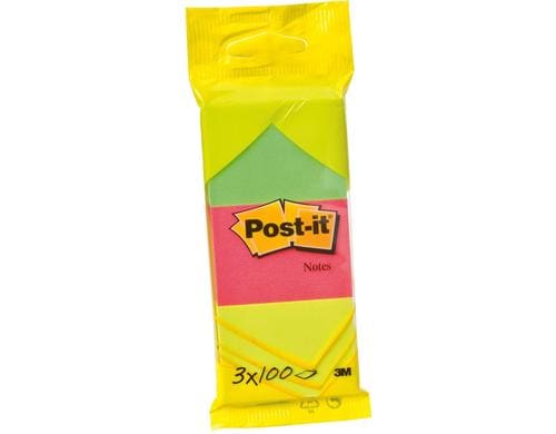 3M Post-it Haftnotiz in drei Farben 3 Blöcke à 100 Blatt, 51 mm x 38 mm