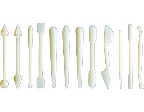 Ibili Backzubehör Glasur Fondant Werkzeug Kunststoff, 12 teilig 24 Formmöglichkeiten