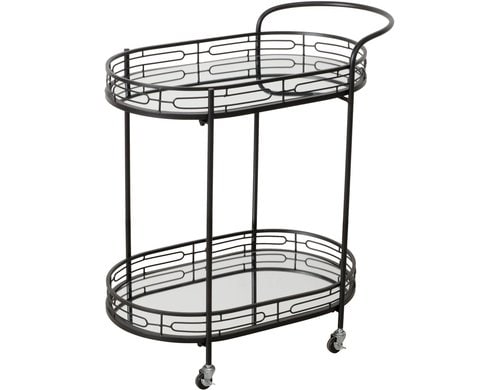 Boltze Servierwagen Thilo Eisen pulverbeschichtet, Spiegelglas