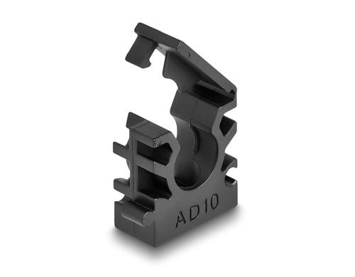 Delock Kabelschlauchhalter 10mm, 8 Stück mit Verschlussclip, schwarz