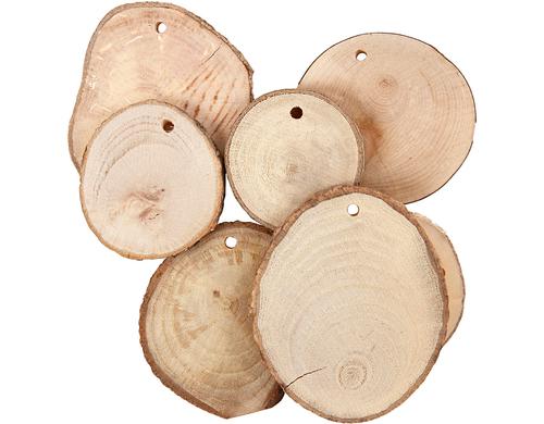 Creativ Company Holzsscheiben mit Loch 25 40 - 70 cm, Stärke 5 mm, Loch: 4 mm, 25 Stk