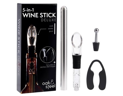 Oak&Steel Weinzubehör Geschenkset 5-in-1 Weinverschluss,Ausgiesser,Tropfring,Korken.
