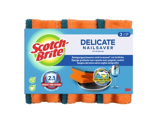 3M Scotch-Brite Schwamm Delicate Inhalt 3 Stück, nicht kratzend, Griffschwam