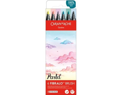 Caran d'Ache Filzstift Fibralo Brush Pastel Kartonschachtel mit 6 Farben