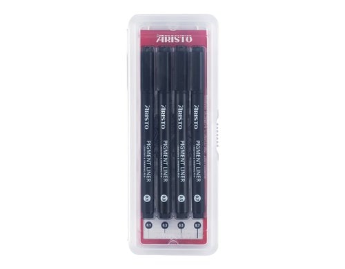 Aristo Pigmentliner 4er Set schwarz, Stärke 0.1/0.3/0.5/0.7mm