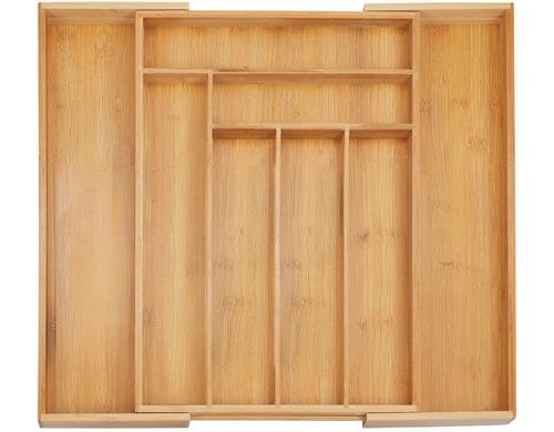 relaxdays Besteckkasten Bambus ausziehbar, Braun