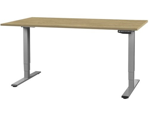 Contini Tisch höhenverstellbar Eiche Tischplatte 1.4x 0.8 m, Gestell grau