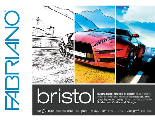Fabriano Künstlerpapier Bristol A5 250g/m2, 20 Bl, Glatte Oberfläche