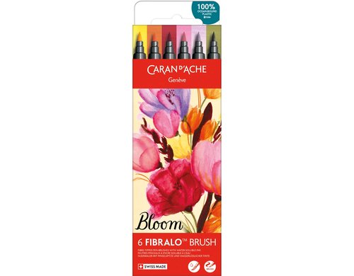 Caran d'Ache Filzstift Fibralo Brush Bloom Kartonschachtel mit 6 Farben