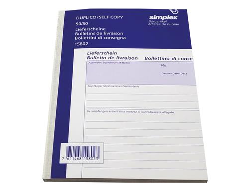 Simplex Lieferscheine D/F/I A5, 50 x 2 Blatt
