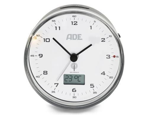 ADE Klassischer Funkwecker CK2022, Schwarz 8.1x4 cm, etxkl.1x AAA Batterien