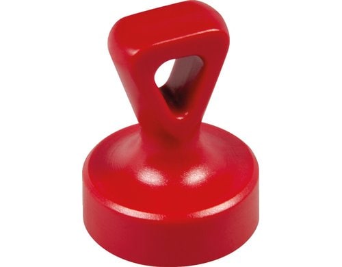 Berec Griffmagnet mit Öse, rot, 2-er Set Kunststoff, Ø 17 mm, Neodym