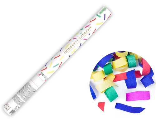 Partydeco Konfettikanone Streifen farbig, 60 cm