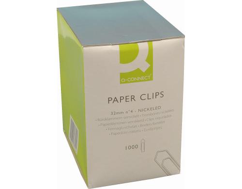 Connect Büroklammern 32 mm lang, vernickelt Schachtel zu 1000 Stück, Nr.4