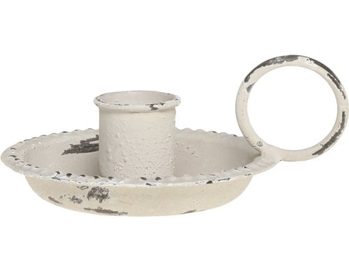 Chic Antique Kerzenständer Antique Weiss 5x10.5x8 cm (HxLxB), Kerzen D: 2 cm, Eisen