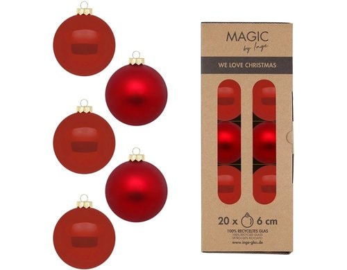 H&J Weihnachtskugel Classic Chianti 20 Stück, Glas, 6 cm