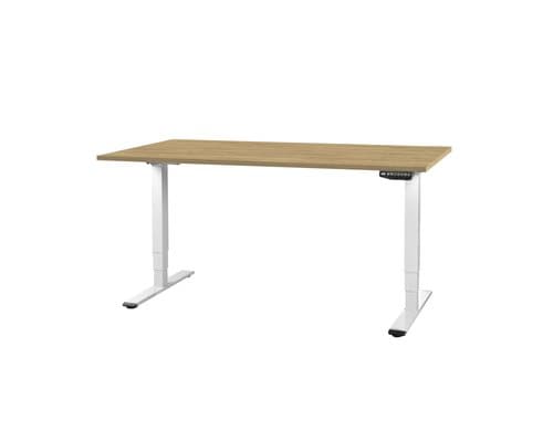 Contini Tisch höhenverstellbar Eiche Tischplatte 1.6x 0.8 m, Gestell weiss