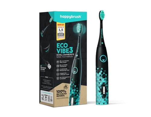 happybrush Schallzahnbürste ECO V3 light Starterkit, schwarz