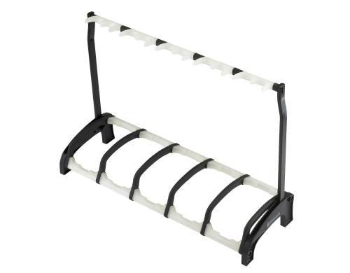 K&M 17515, 5-fach Gitarren Ständer schwarz mit transluzenten Elementen