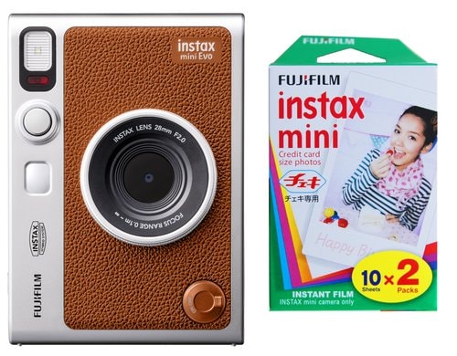 Fujifilm Instax Mini Evo Braun  KIT Inkl. 2 x Duo Pack