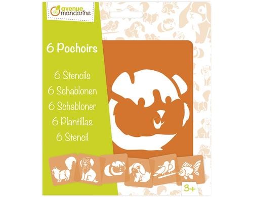 Avenue Mandarine Schablonen Set Haustiere 15.2 x 17.5 cm, 6 Schablonen