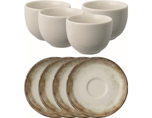 AK Espresso Set Shade Earth 100ml 8tlg. 4 Becher/Unterteller, weiss/braun, Porzell.