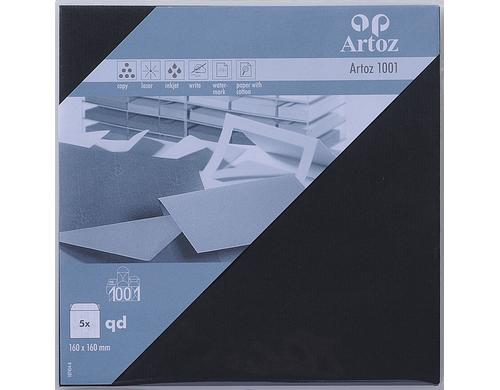 Artoz Couvert 1001 16cmx16cm 100  gm2, Schwarz, 5 Blatt