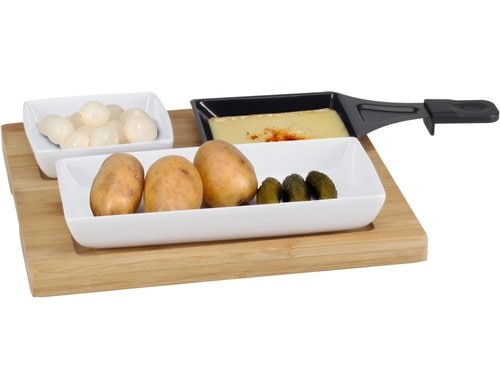NOUVEL Raclette - Teller Bambus 5-teilig, weiss, 25 x 25 x 2 cm