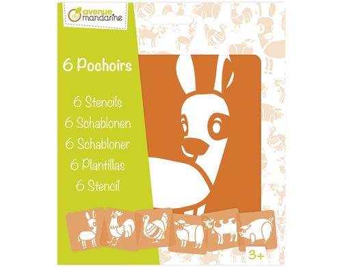 Avenue Mandarine Schablonen Set Bauernhof 15.2 x 17.5 cm, 6 Schablonen