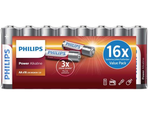 Philips Batterie Power Alkaline AA 1.5 V, LR6 Alkaline, 16 Stück