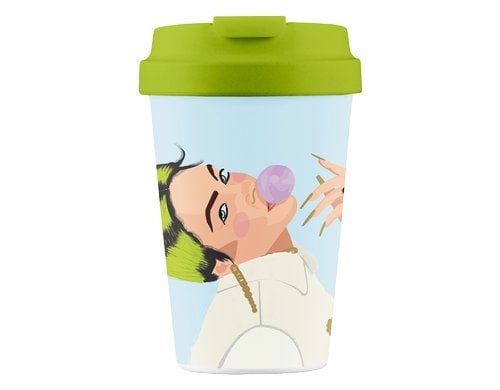 bioloco Kaffeebecher Easy Cup-Ocean eyes 350ml, wiederverschliessbarer Deckel