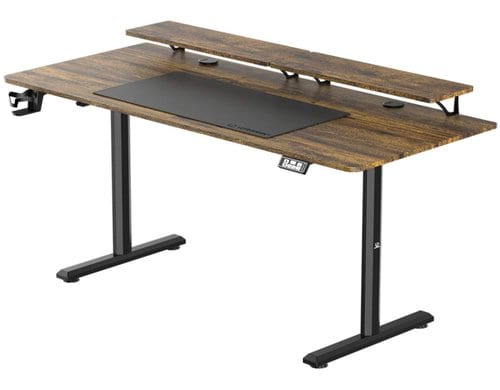 Ultradesk Higlander XXL Gaming Table Braun, höhenverstellbar, inkl. 2 Regalen