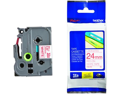 Brother P-Touch Schriftb, lamin. Band weiss,Schrift rot,24 mm